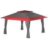 Wiltec Faltpavillon 4 x 4 m inkl. Moskitonetz Grau/Rot