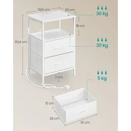 Songmics BELLAH Kollektion - Nachttisch mit Ladestation, Beistelltisch mit App-gesteuerter, einstellbarer LED-Beleuchtung, 1 offenes Fach