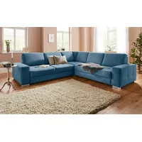 sit&more Ecksofa »Santorini L-Form«, mit Federkern und Sitztiefenverstellung, wahlweise mit Bettfunktion blau