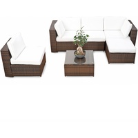 XINRO erweiterbares 18tlg. XXL Lounge Set Polyrattan - braun - Gartenmöbel Sitzgruppe Garnitur Lounge Möbel Set aus Polyrattan - inkl. Lounge Sessel + Hocker + Ecke + Tisch + Kissen