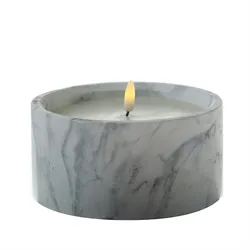 XL LED Kerze Marmoroptik Zement Wachs 3D Flamme Timer D: 15cm grau