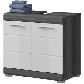 inn.furn Waschbeckenunterschrank 60 x 56 x 31 cm Weiß Hochglanz/Grau