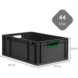 Proregal Eurobox NextGen Color 22 x 40 x 60 cm 4-tlg. schwarz mit grünen Griffen