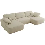 MKS Eckcouch U-Form Creme Struktur
