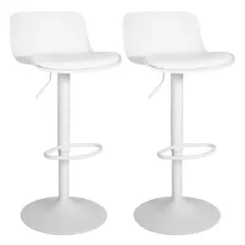 CLP 2er Set Barhocker Almada Kunstleder Bezug I Höhenverstellbarer Barstuhl Mit Fußstütze I Mit Gepolsterte Sitzfläche Und 360 Drehfunktion