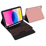 IVEOPPE Tastatur iPad 10. Generation, iPad 10 Hülle mit Tastatur 10,9 Zoll 2022, Magnetisch Abnehmbare 7-Farbige Beleuchtung Bluetooth QWERTZ Hülle Tastatur für iPad 10 Generation, Roségold