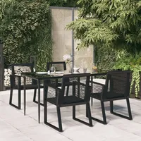 VidaXL 5-tlg. Garten-Essgruppe Schwarz PVC Rattan