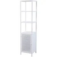 Svita Badregal L mit Tür hoher Badezimmerschrank Regal freistehend Weiß