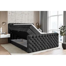altdecor Boxspringbett BOXI8-Z KING 120 x 200 cm H3/H4 Schwarz