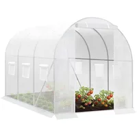 WOLTU Gewächshaus, Foliengewächshaus für Aufzucht Tomaten, Tomatenhaus Winterfest mit Tür 6 Fenstern, aus Stahlrohr PE, 200 x 200 x 300 cm, Weiß