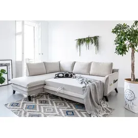 miuform Charming Charlie | Ecksofa mit Bettfunktion und Bettkasten L-Form Links | Beige | Sofa Schlafsofa Couch | Beige