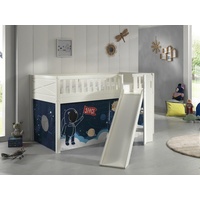 Set Spielbett Rutsche Vorhang Lattenrost Hochbett Kinder 90x200 Astro Weltall