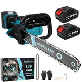 Akku Kettensäge mit 21V 4,0A akku und Ladegeräte, 1000W 12 Zoll Elektro-Kettensäge mit Sicherheitsschloss Automatischer Öler akkusäge Astsäge Elektrisch Handkettensäge für Gartenscheren Bäumen