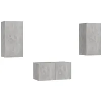 VidaXL 3-tlg. TV-Schrank-Set Betongrau Holzwerkstoff