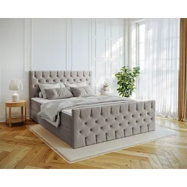 kaiser möbel Kontinentalbett Mars Mit Bettkasten Stoff Riviera - Beige, 140x200 cm, Schlafzimmer, Betten, Boxspringbetten