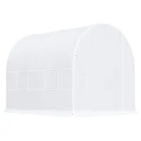 Gewächshaus 245x200x200cm Foliengewächshaus Tomatenhaus Mit Tür, Fenster, Folientunnel Aus Verzinktem Stahl, Pflanztunnel, Treibhaus Inkl. Erdanker Seilen, Gartentunnel, Weiß