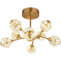 GLOBO Deckenleuchte Deckenlampe Esszimmerlampe Glas Kristalle LED goldfarben D 65 cm