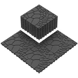 BBG Terrassendielen 44er Set WPC Klickfliesen 30.5x30.5 cm, 4 m2, BxL: je 30.5x30.5 cm, 20 mm Stärke, (Steinoptik Terrassenfliesen Kunststoff), Interlocking Balkonfliesen Outdoor, rutschfest & wasserabweisend grau