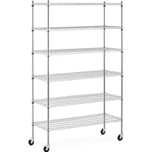 Royal Catering Steckregal Metall 120 x 45 x 190 cm silberfarben mit 4 Rollen
