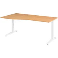 Bümö Schreibtisch Buche, Weiß, Nachbildung,Buche, Rechteckig, 180x74x100 cm, FSC