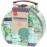 Moses moses. Fernweh Geschenkkoffer Reiseerinnerungen, Deko-Koffer mit Grußkarte zum Verschenken, Geschenkbox für Hochzeiten, Geldgeschenke, Reisegutscheine, Weltkarten Retro-design