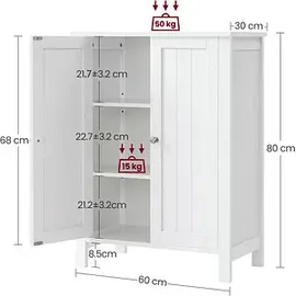 VASAGLE Badschrank BCB60W weiß 60,0 x 30,0 x 80,0 cm