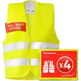 purahelp Warnweste Auto Gelb 4 Erwachsenenwesten, DIN EN 20471 Universalgröße