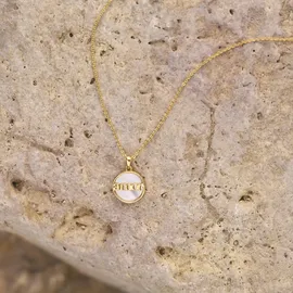 Amor Kette mit Anhänger Herz Gelbgoldfarben/Perlmutt