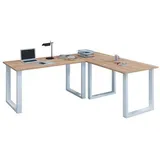 VCM Eckschreibtisch Lona, 190x190x80 U-Füße Sonoma-Eiche/Weiß