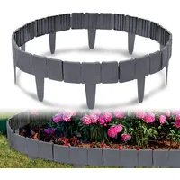 LARS360 Rasenkante Kunststoff 2,5m – Beeteinfassung und Gartenumrandung, Steinoptik Palisaden, 1 Element (25 x 23 cm), Anthrazit, Gartendekoration
