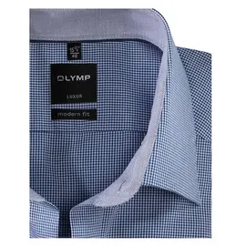 Olymp Businesshemd "Luxor modern fit", Herren, Gr. 39, N-Gr, blau (royal), Web, Obermaterial: 100% Baumwolle, kariert, Hemden