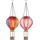 GLOBO Solarlampe Hängeleuchte Außenlampe Heißluftballon Feuereffekt Gartendeko Balkonlampe, pink bunt, 20x 0,5W 1600K warmweiß, DxH 14 x 46,5 cm, 2er Set