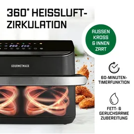 GOURMETmaxx Heißluftfritteuse Vario-Kammer 10 l schwarz