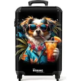 NoBoringSuitcases.com Handgepäck Koffer 55x35x20 cm, 36L, Sommerliche Graffiti: Hund, Reisekoffer, mit Rollen,