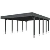 SKANHOLZ Doppelcarport 546 x 7,08 m schiefergrau inkl. Pfostenanker