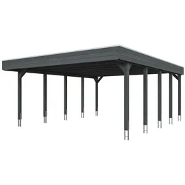 SKANHOLZ Doppelcarport 546 x 7,08 m schiefergrau inkl. Pfostenanker