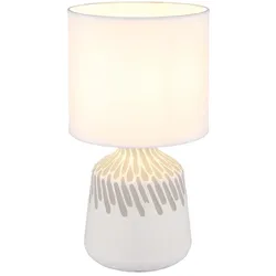 Tischlampe Nachttischlampe Tischleuchte weiß Textil Keramik H 31,5 cm