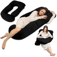 Totsy Baby Schwangerschaftskissen stillkissen XXL Seitenschläferkissen Pregnancy Pillow groß komfortkissen J Form Lagerungskissen schlafkissen mit abnehmbarem Bezug Seitenschläfer 190 cm Schwarz