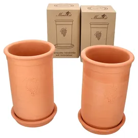Mambocat 2er Set Weinkühler + Untersetzer Terrakotta Ø 12.5 cm H 20.5 cm Flaschen-Kühler