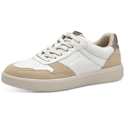 Plateausneaker TAMARIS, Damen, Gr. 40, beige (beige, kombiniert), Leder, Lederimitat, sportlich, Schuhe, Freizeitschuh, Halbschuh, Schnürschuh mit Kontrastbesätzen