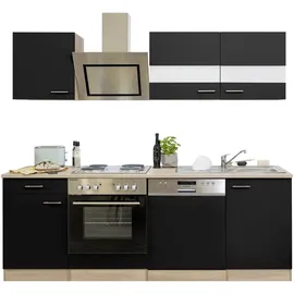 Respekta Küchenzeile Merle 220 cm schwarz