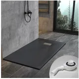 WITEN&NOCK Duschwanne Schieferoptik Duschtasse Extraflach Anti-Rutsch mit Ablaufgarnitur Schwarz Steinoptik inkl. SMC, weiß/schwarz, L:80-180cm, B:70-90cm 160 cm SMC Brausewanne