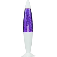 Licht-Erlebnisse Dekorative Lavalampe JENNY Glitter Violett Lila Weiß 42cm hoch Tischleuchte Stimmungslicht