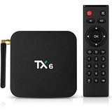 Android TV Box 9.0, Smart TV Box TX6 【4GB RAM + 32GB ROM】 EMMC Dual WiFi 2,4 G + 5 G Bluetooth Quad Core 4 K Ultra HD H.265 USB 3.0 Media Player