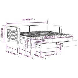 vidaXL Tagesbett Ausziehbar mit Schubladen Dunkelgrün 100x200 cm Samt