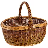 Kobolo Weidenkorb Einkaufskorb handgeflochten aus Weide mit Henkel 46x40x41 cm