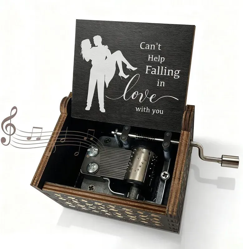 Alphynix 1 Stück romatisches Geschenk mit Musik, Musikbox aus Holz 