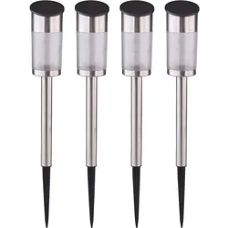 4er Set LED Solar Lampen Edelstahl Steck Strahler Garten Beleuchtung Außen Erdspieß Terrassen Lampen