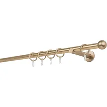 MYDECO 20mm,1-läufig,Rohr,Wandträger 12cm,Endstück ball Farbe: Messing-Matt, Größe: 180cm