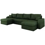 Mirjan24 Kris U Cord mit Schlaffunktion und drei Bettkasten grün